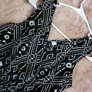Black Tribal Print Skater Dress